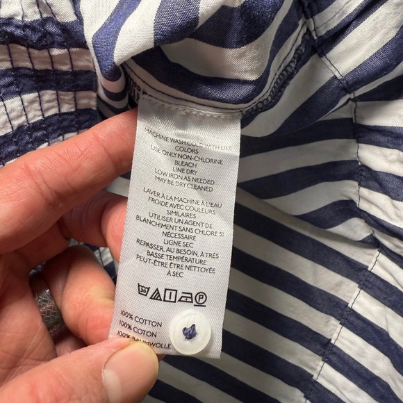 Anthropologie Darcey Popover Swing Top Casual Blue White Stripe Cotton Sz Small - Picture 8 of 10